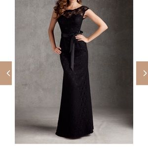 Black lace formal bridesmaids dress